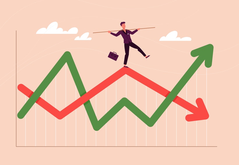 man walking on a chart