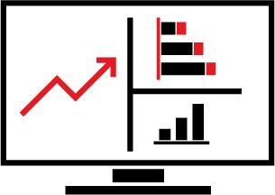 computer with charts on it