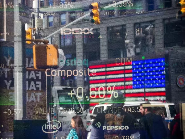 american flag on wall street