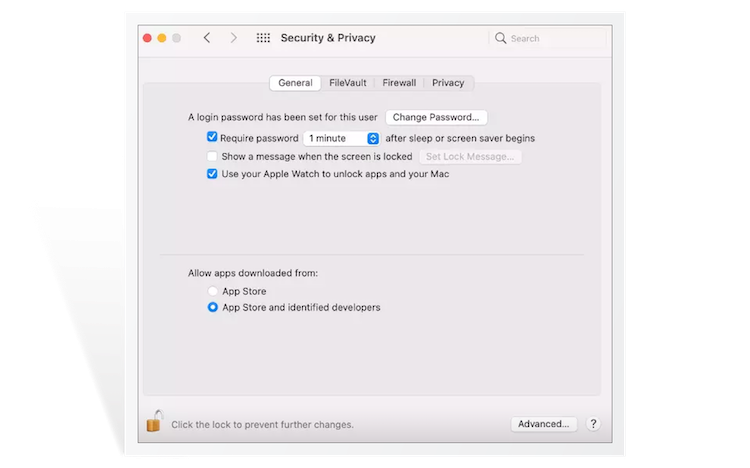 Mac settings security and Privacy