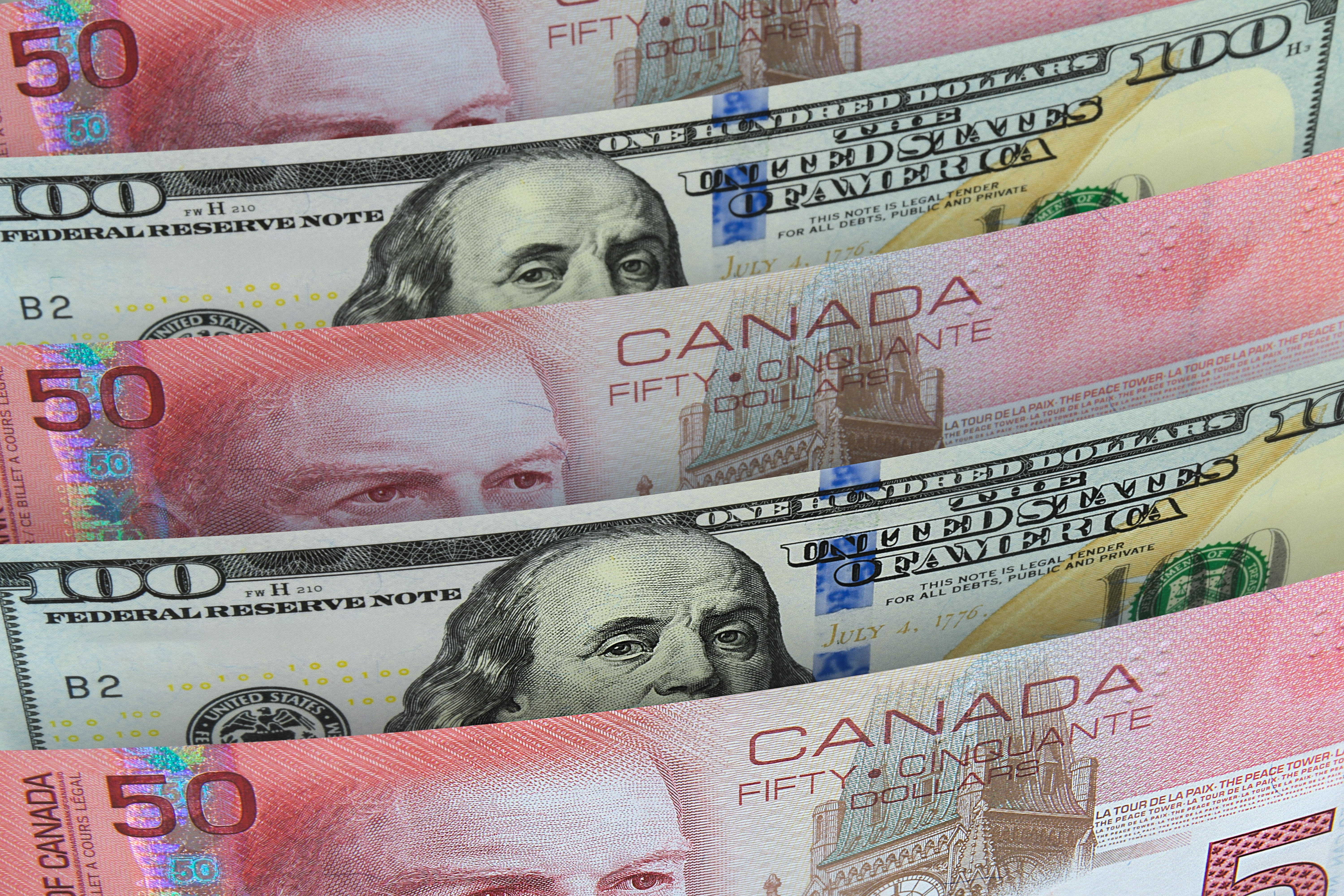 Canadian and US dollars