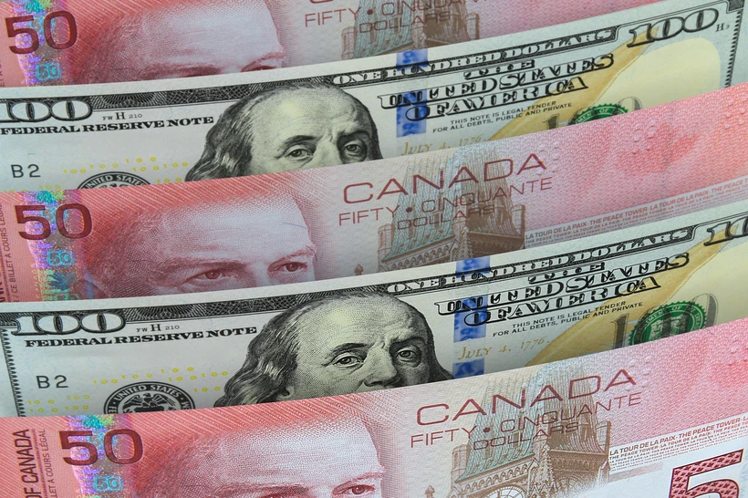 Canadian and US dollars