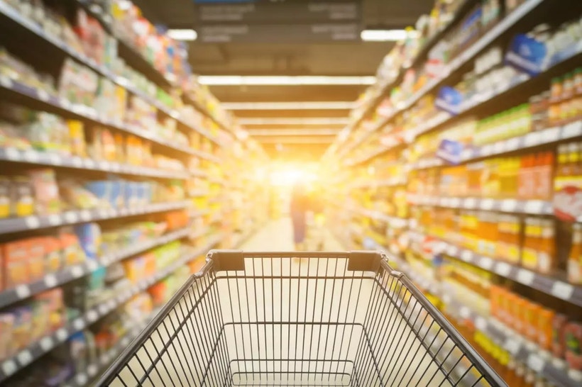 grocery store with shopping cart