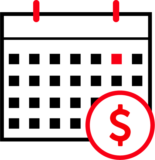 icon of calendar and dollar sign