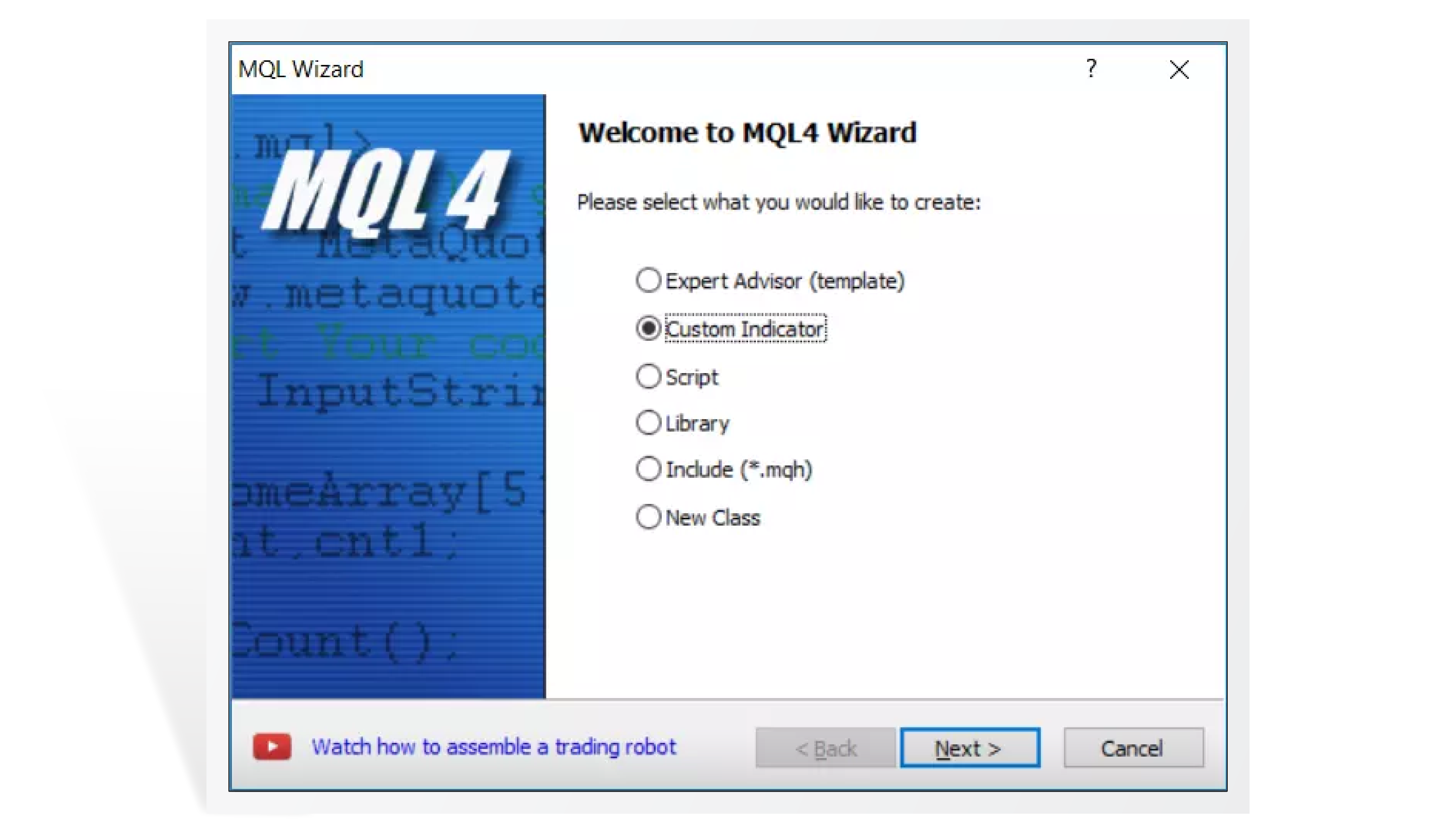 MQL 4 Install Screen