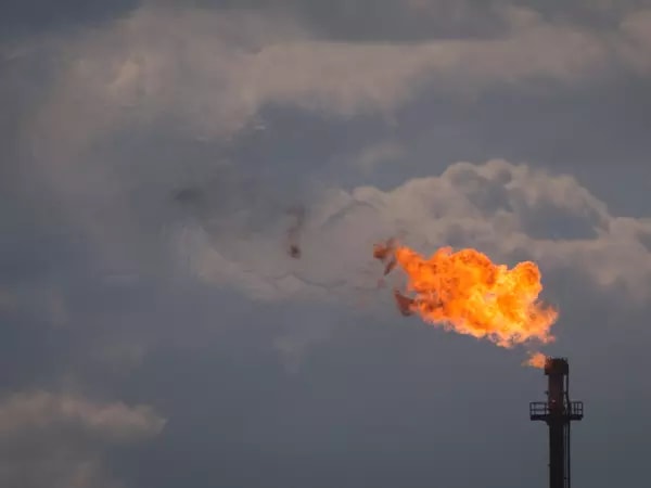 Oil rig aflame