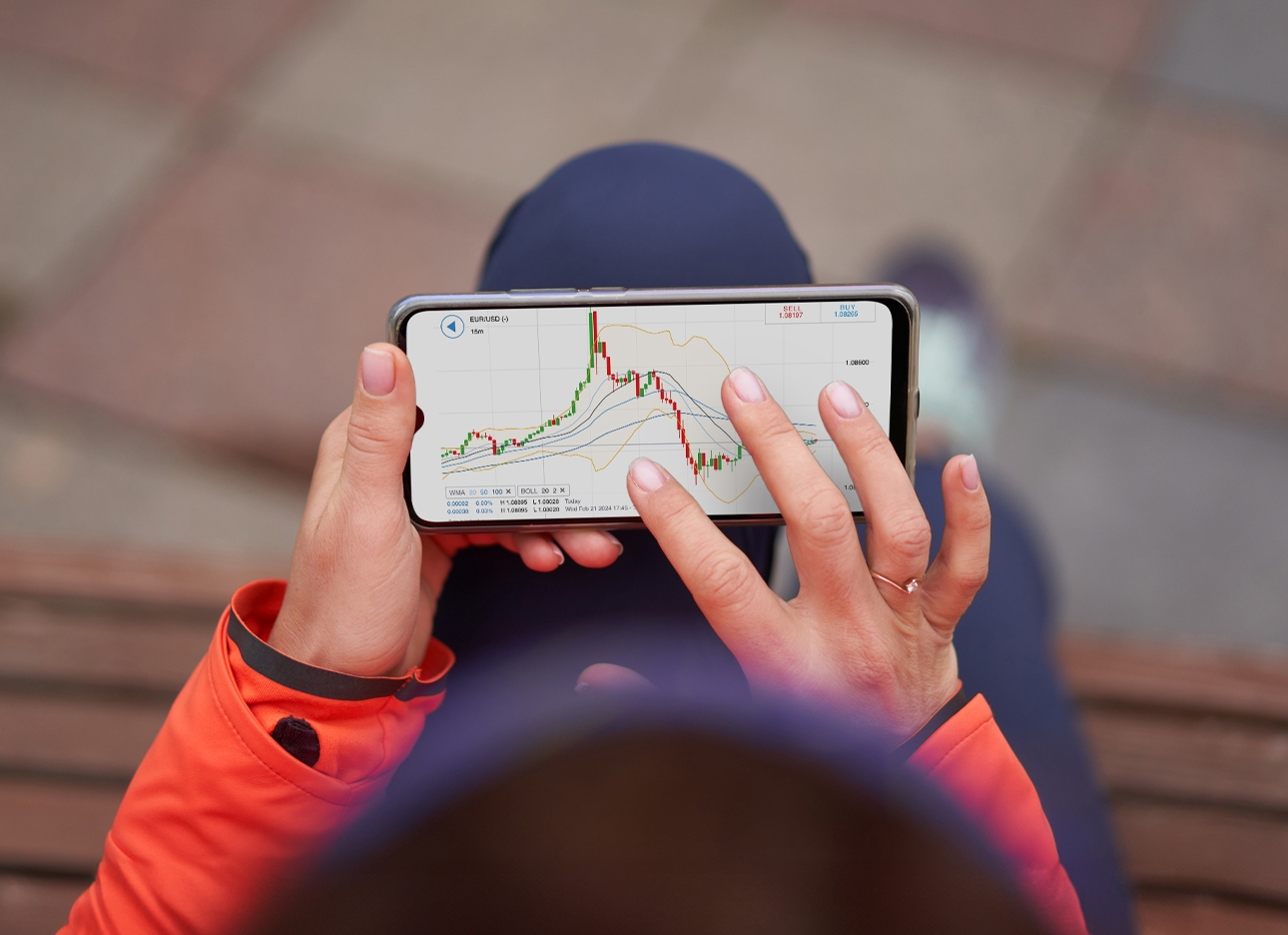 person using the tastyfx mobile app