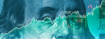 Ben franklin looking at price graph