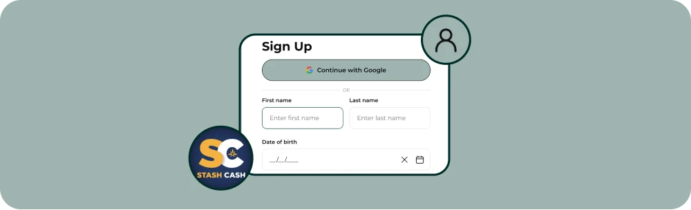 Screenshot of the sign up form