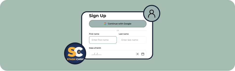 Screenshot of the sign up form