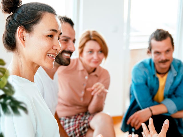 A group of students talking in their target language