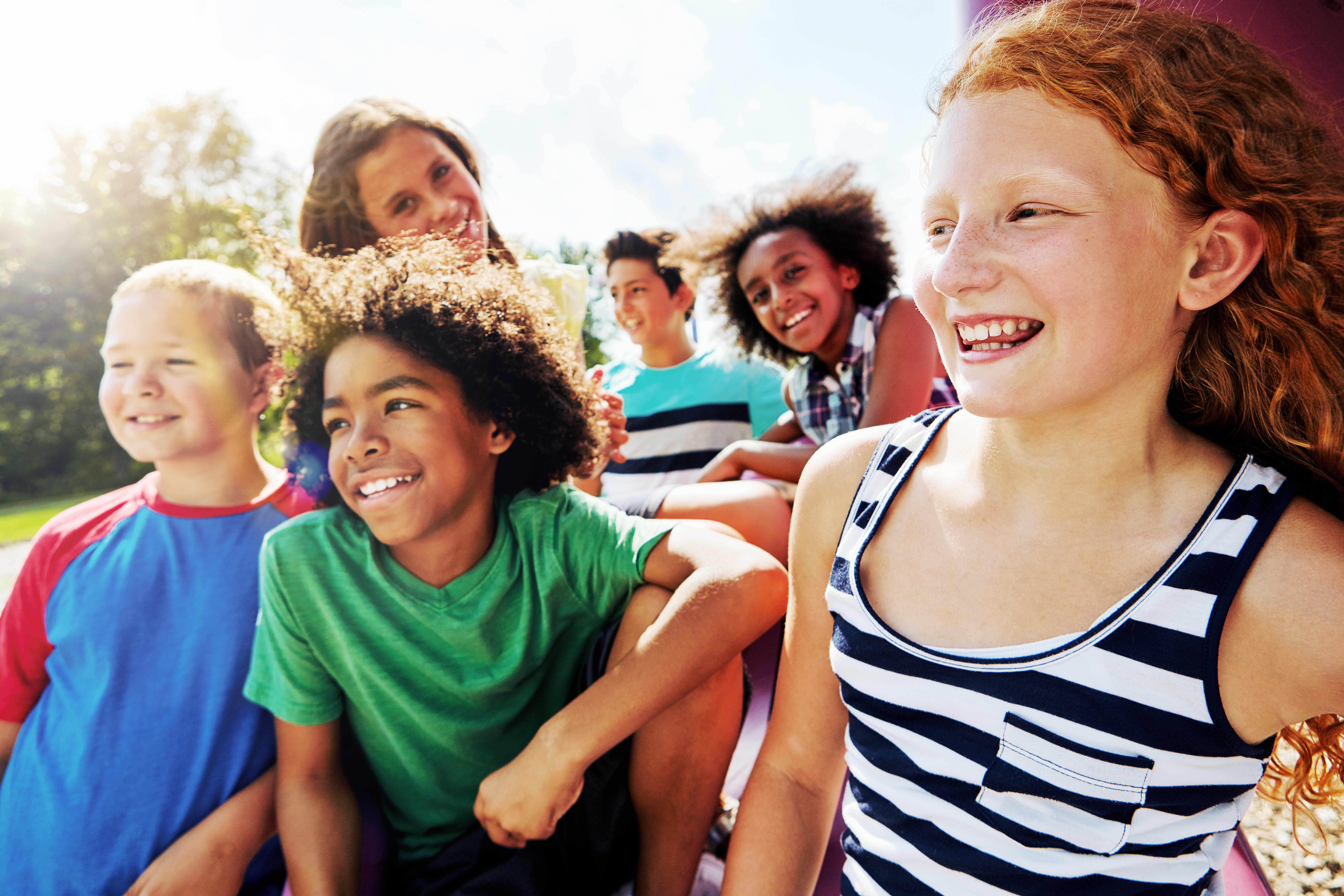 Group of children talking to each other in English and enjoying their summer camp with Berlitz Algeria