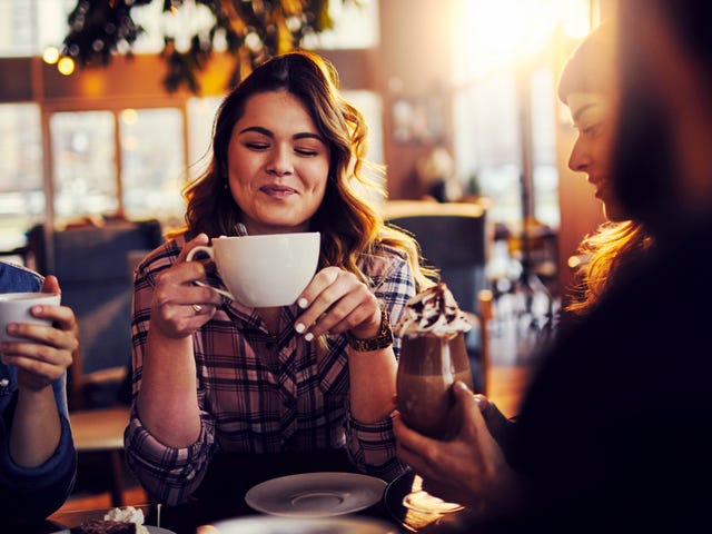 Students in a coffeeshop drinking a coffee after finishing their language class at Berlitz Algeria