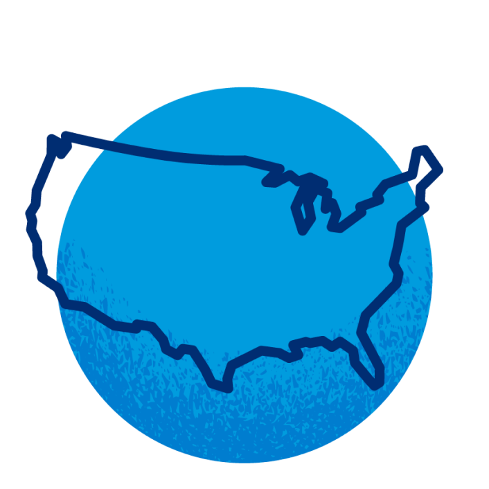 U.S outline illustration indicating search for care around the country.