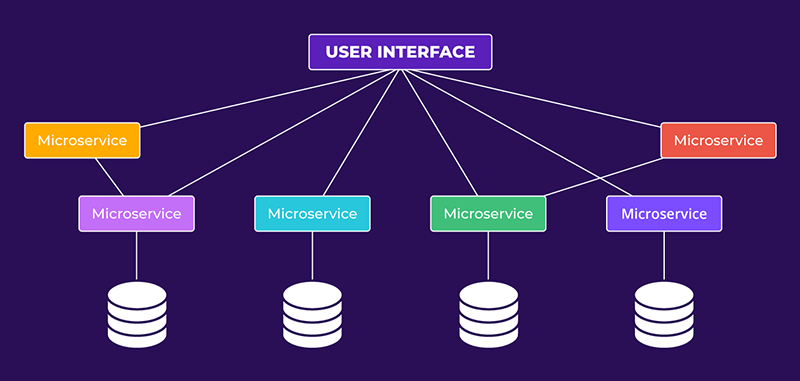 diagram to show the basics of the Monolithic vs. Microservices Software interface
