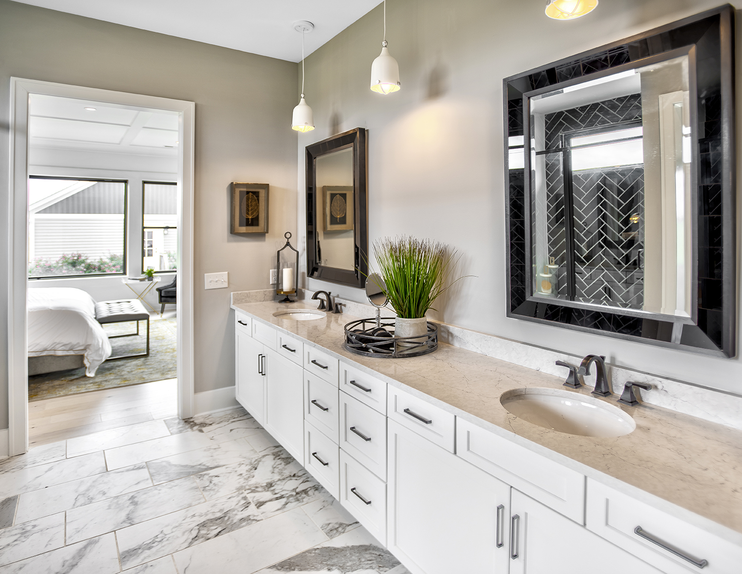 white bathroom with his and hers sink