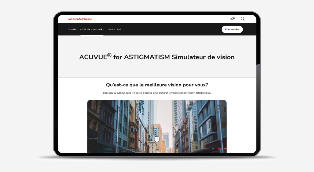 Illustration du simulateur de vision ACUVUE® for ASTIGMATISM