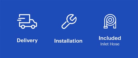 Washing machine delivery, installation and included Inlet hose.