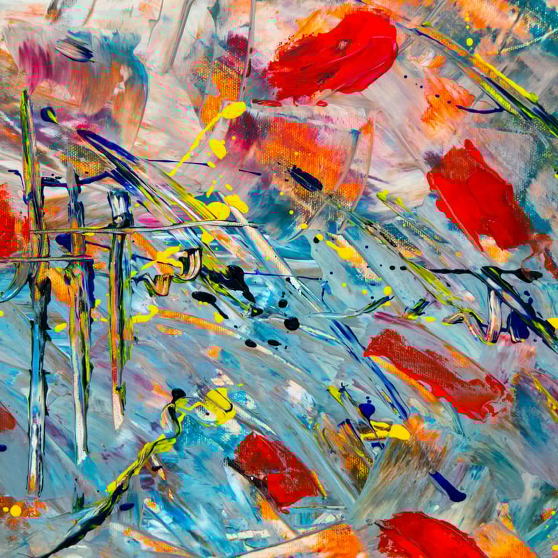 Pintura con colores vibrantes para representar el pensamiento abstracto.