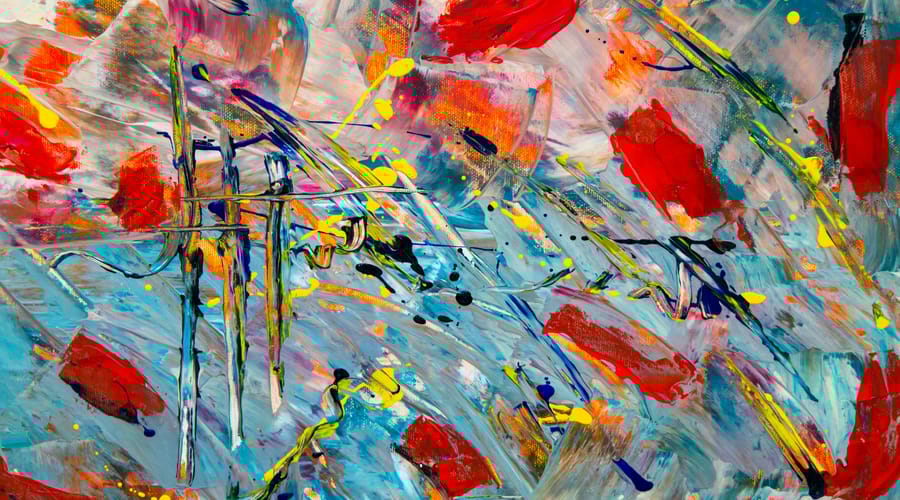 Pintura con colores vibrantes para representar el pensamiento abstracto.