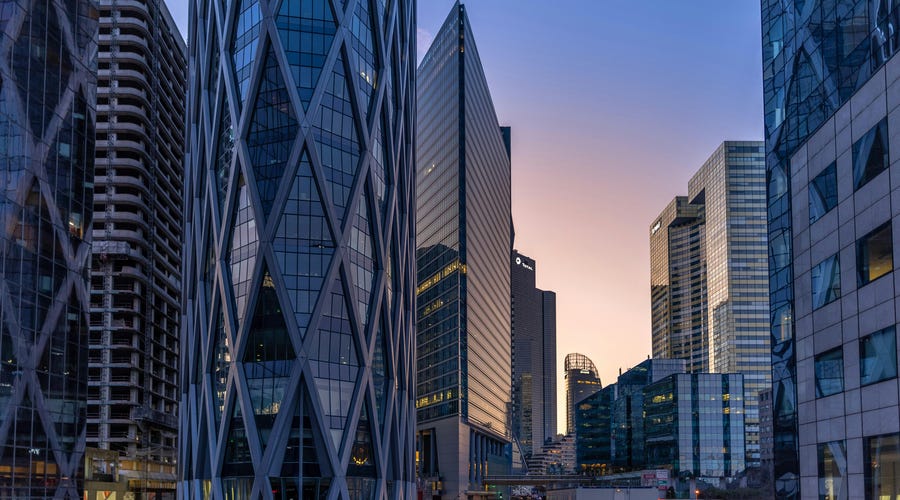 Edificios de vidrio en Sillicon Valley, California.