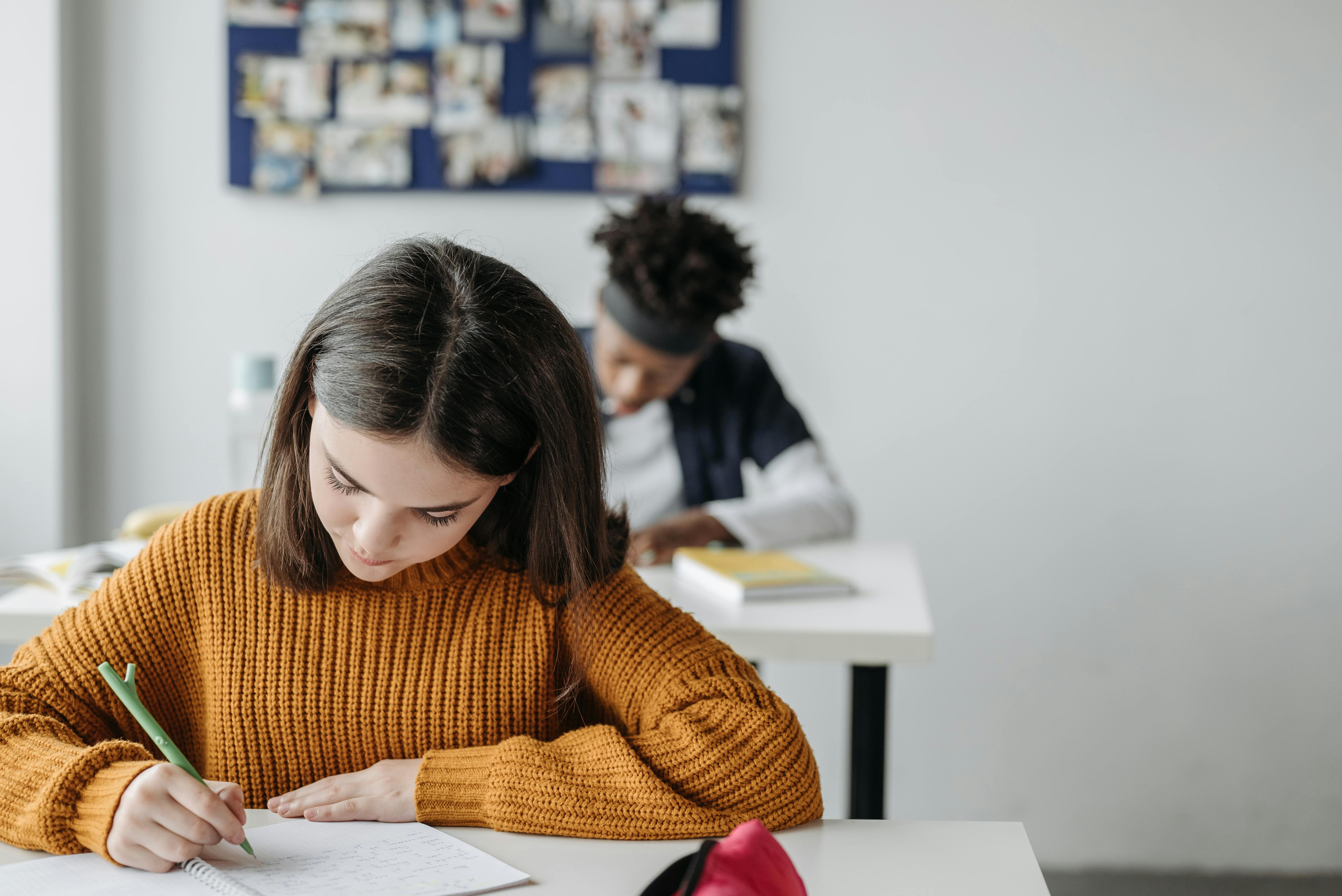 Estudiantes de francés en una escuela.