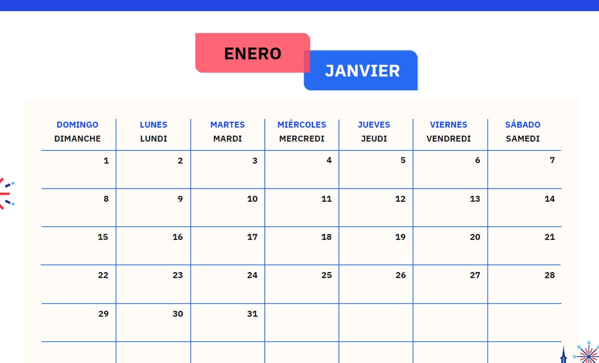 Calendario en francés 2023