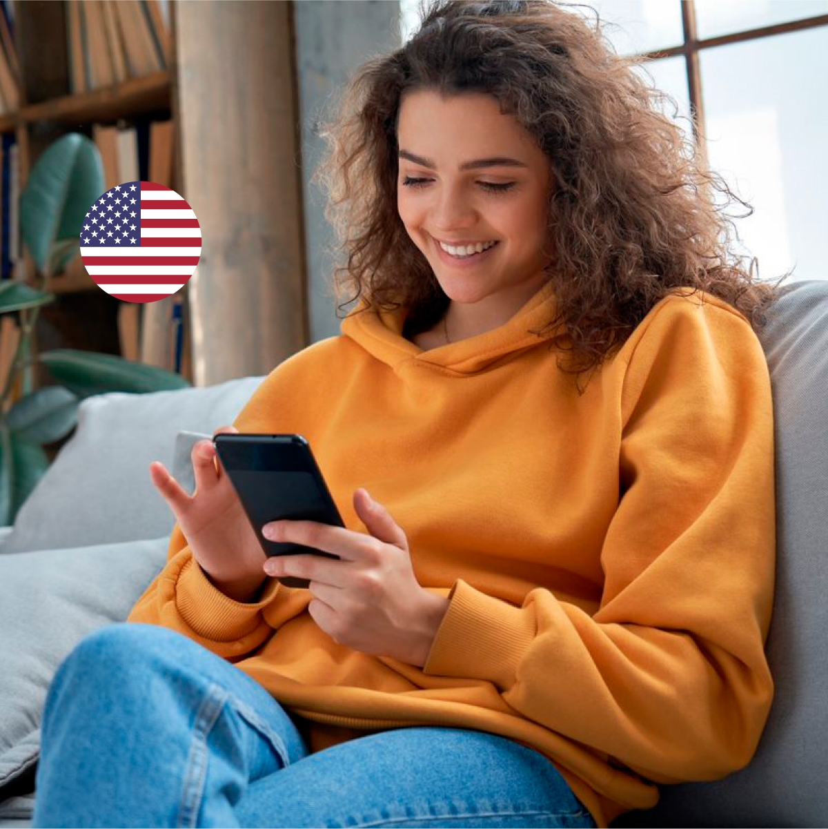 mujer viendo su iPhone