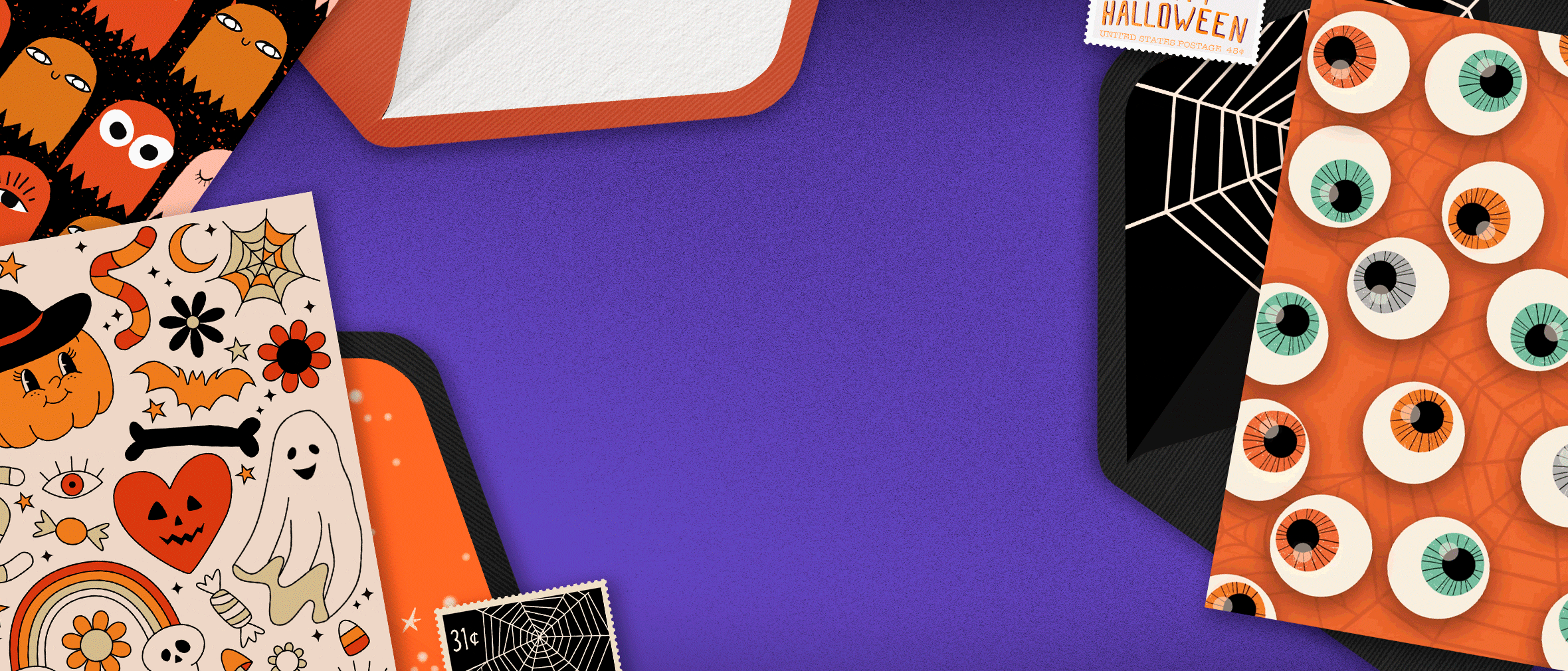 A collection of Halloween themed Creatacards