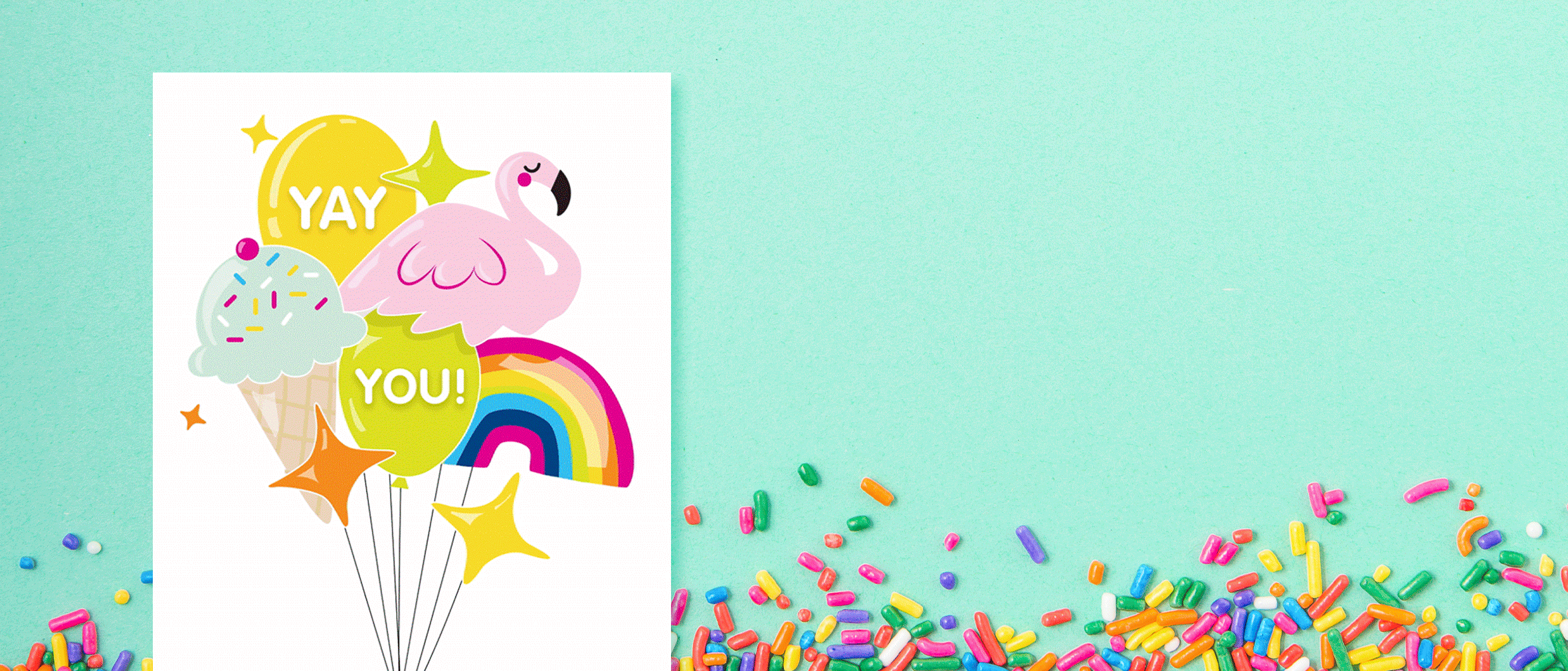 Birthday Creatacard on a sprinkled background