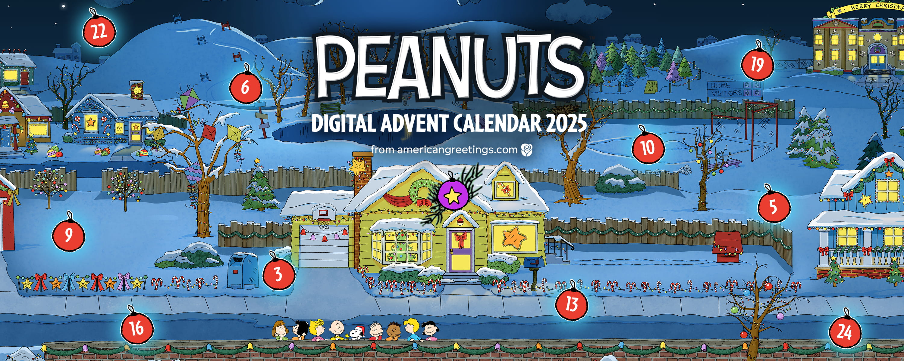 Peanuts Digital Advent Calendar Main Scene and Peanuts Gang
