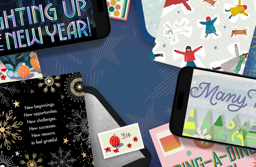 New Year Banner focusing on our new year card collection