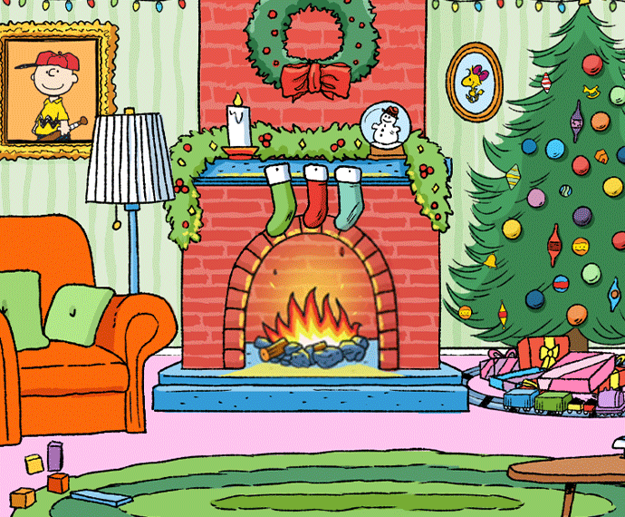 Fireplace crackling in Your Room in Peanuts Digital Advent Calendar