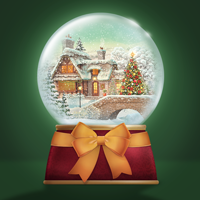 Christmas Village main scene in a snow globe