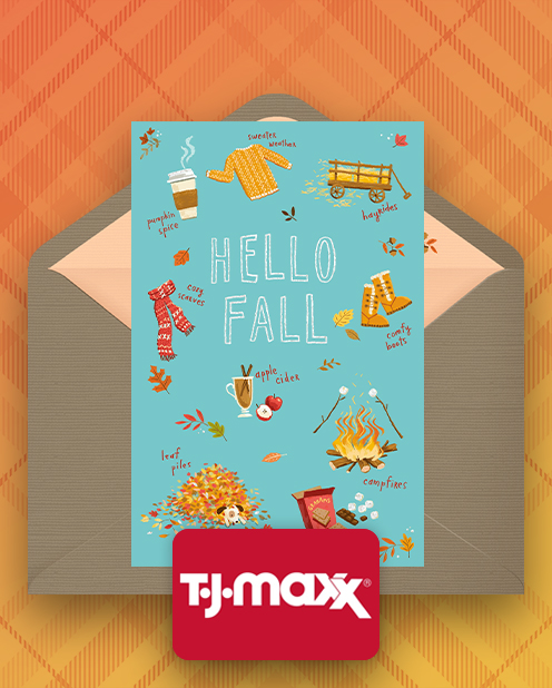 Hello Fall Card and TJ Maxx Gift Card