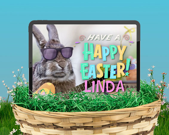 easter bunny ecard in easter basket