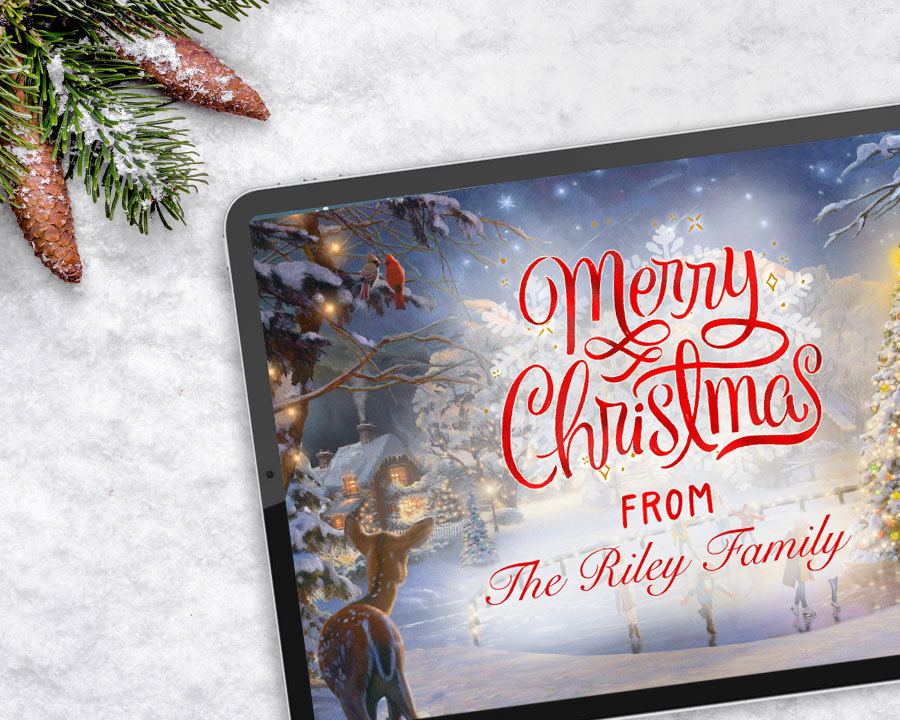 Personalized Christmas Ecard in the Snow