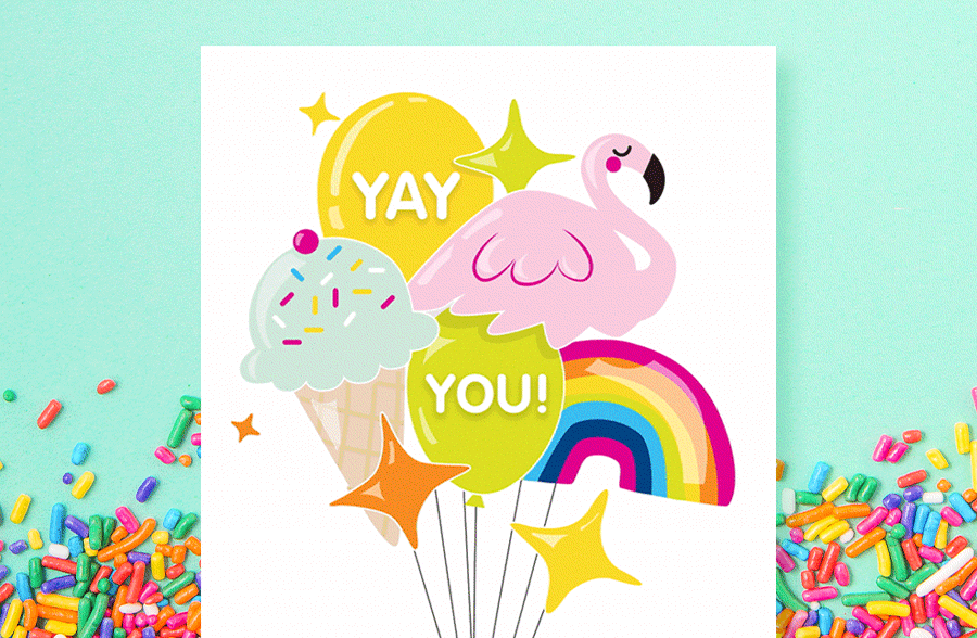 Birthday Creatacard on a sprinkled background