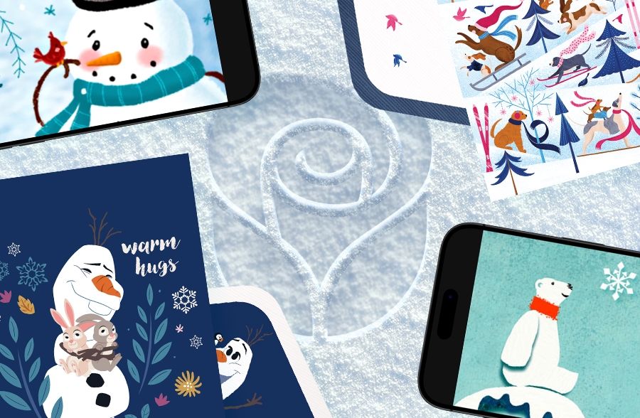 Winter ecards in a winter scene