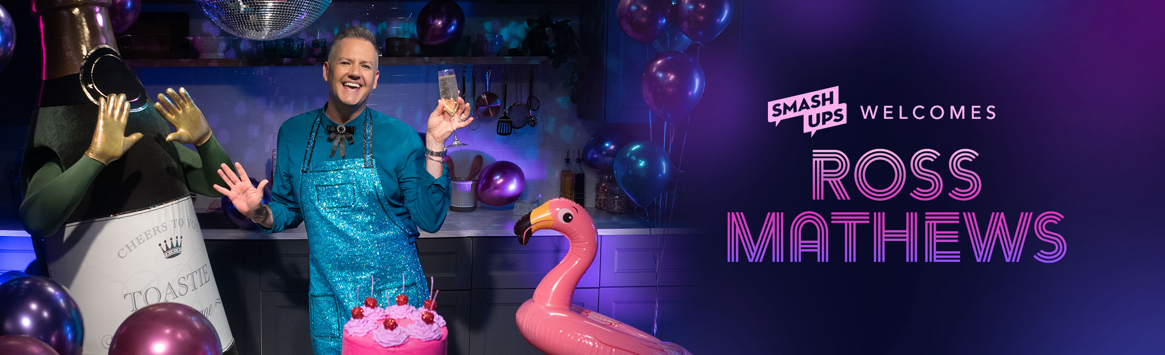 Ross Mathews toasting to a Happy Birthday