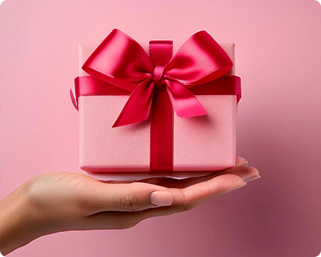 Hand holding a gift box