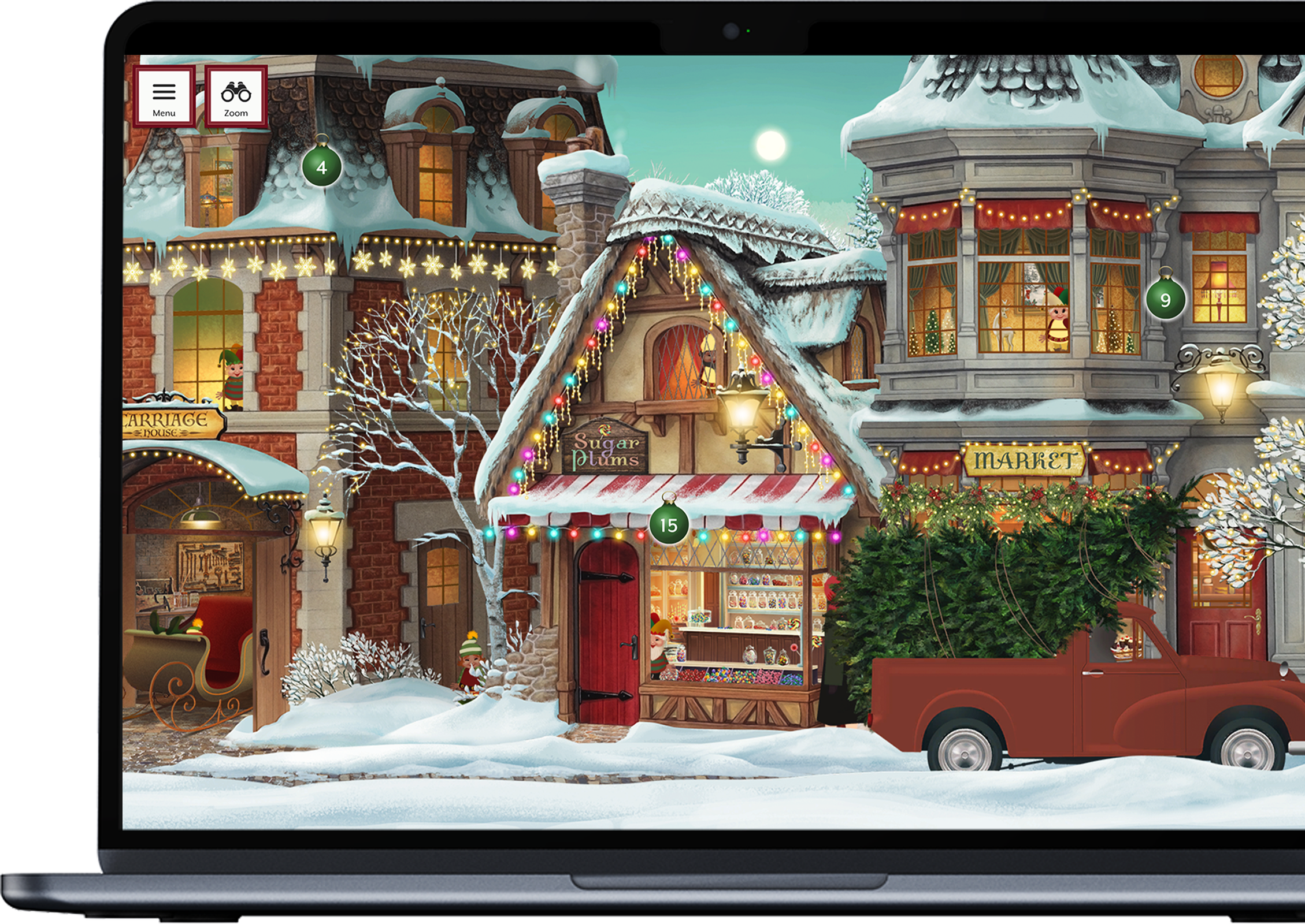 Click on a bulb to open a gift