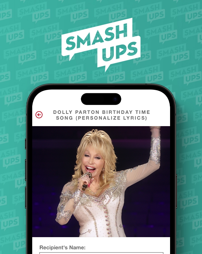 Image of the American Greetings Ecards App in a mobile device featuring a celebrity SmashUp.