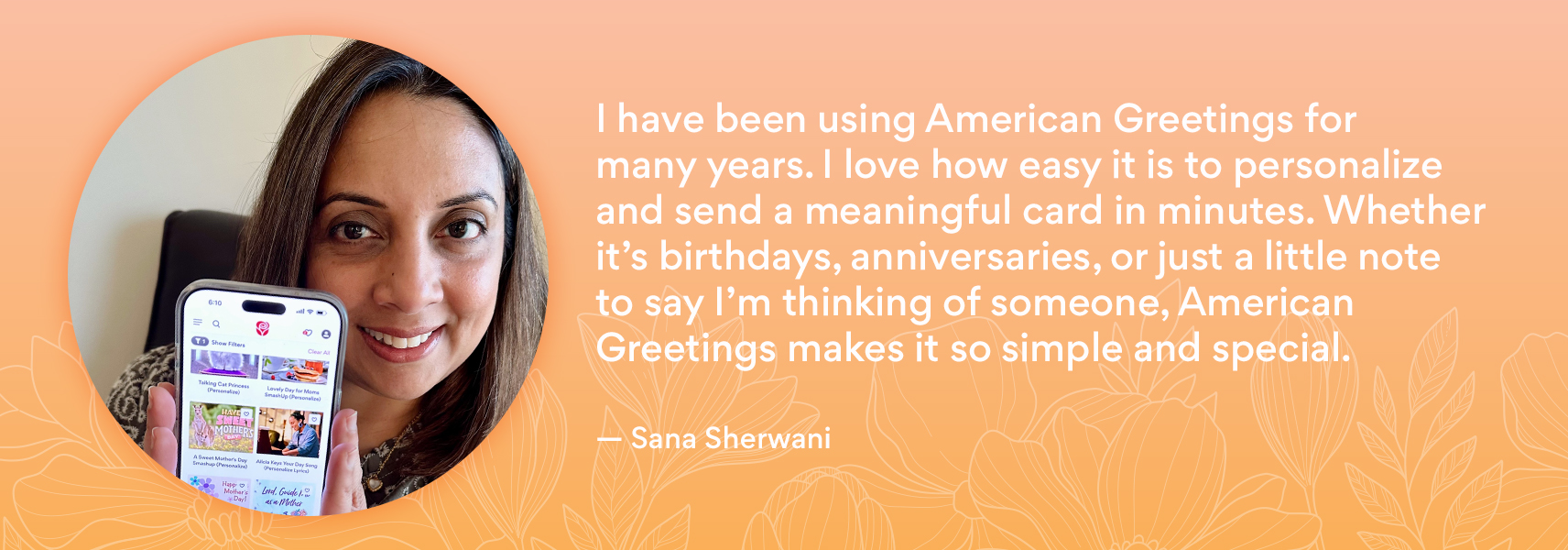 Sana Sherwani American Greetings quote
