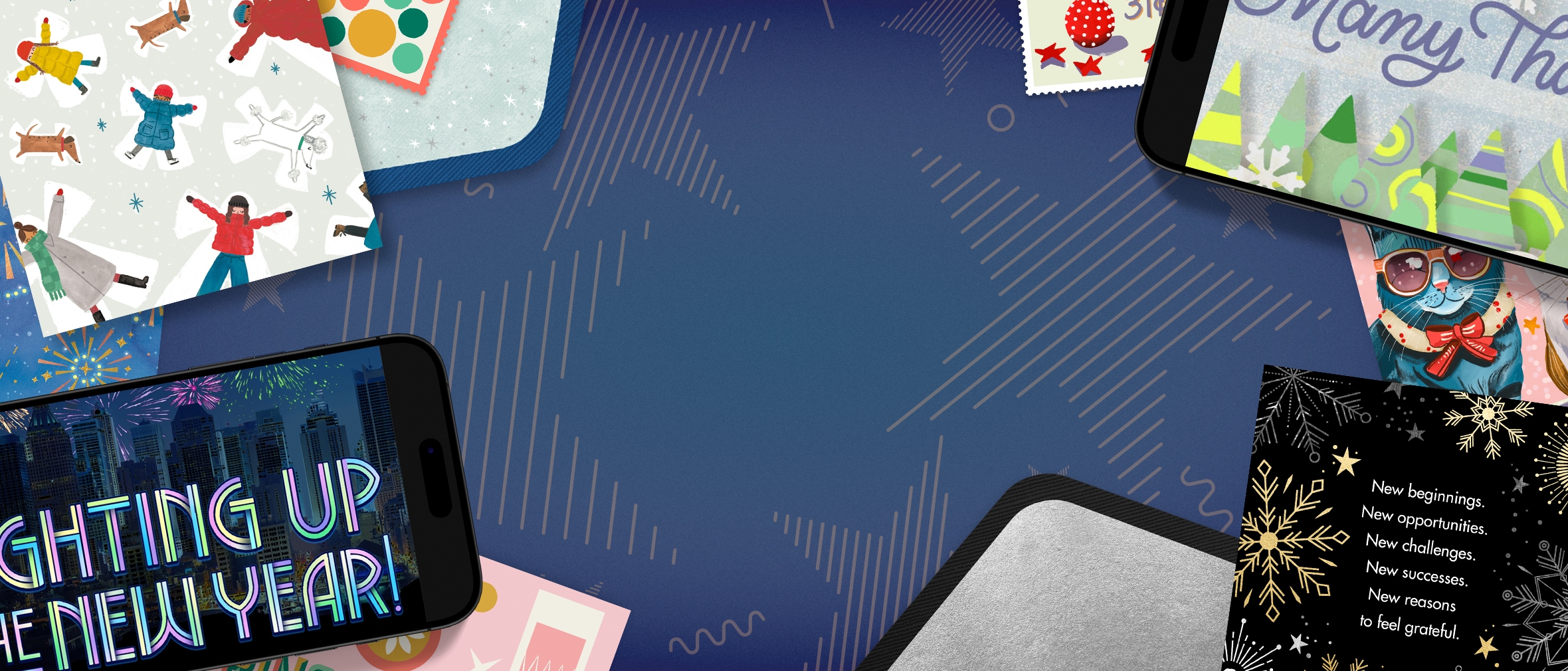 New Year Banner focusing on our new year card collection