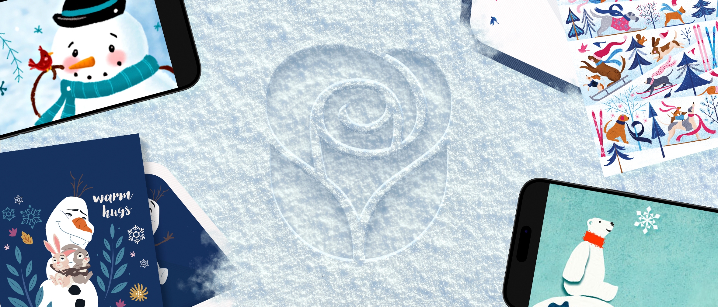 Winter ecards in a winter scene