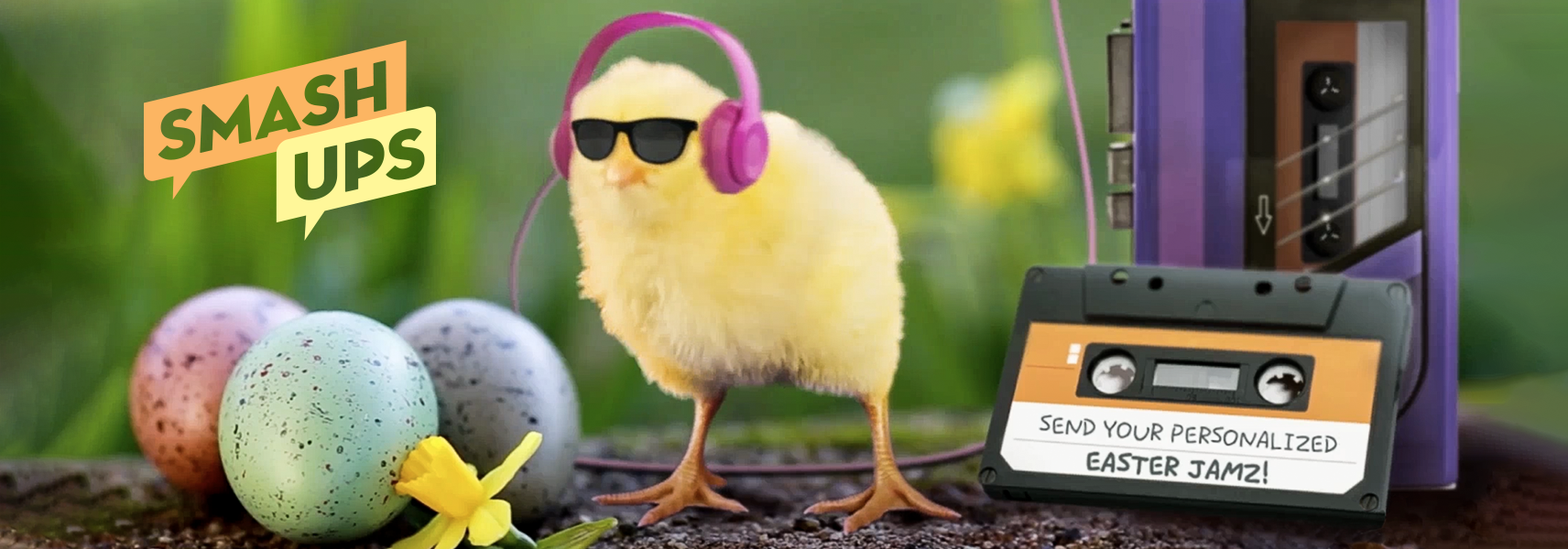 Cute easter chic listening to music SmashUps logo