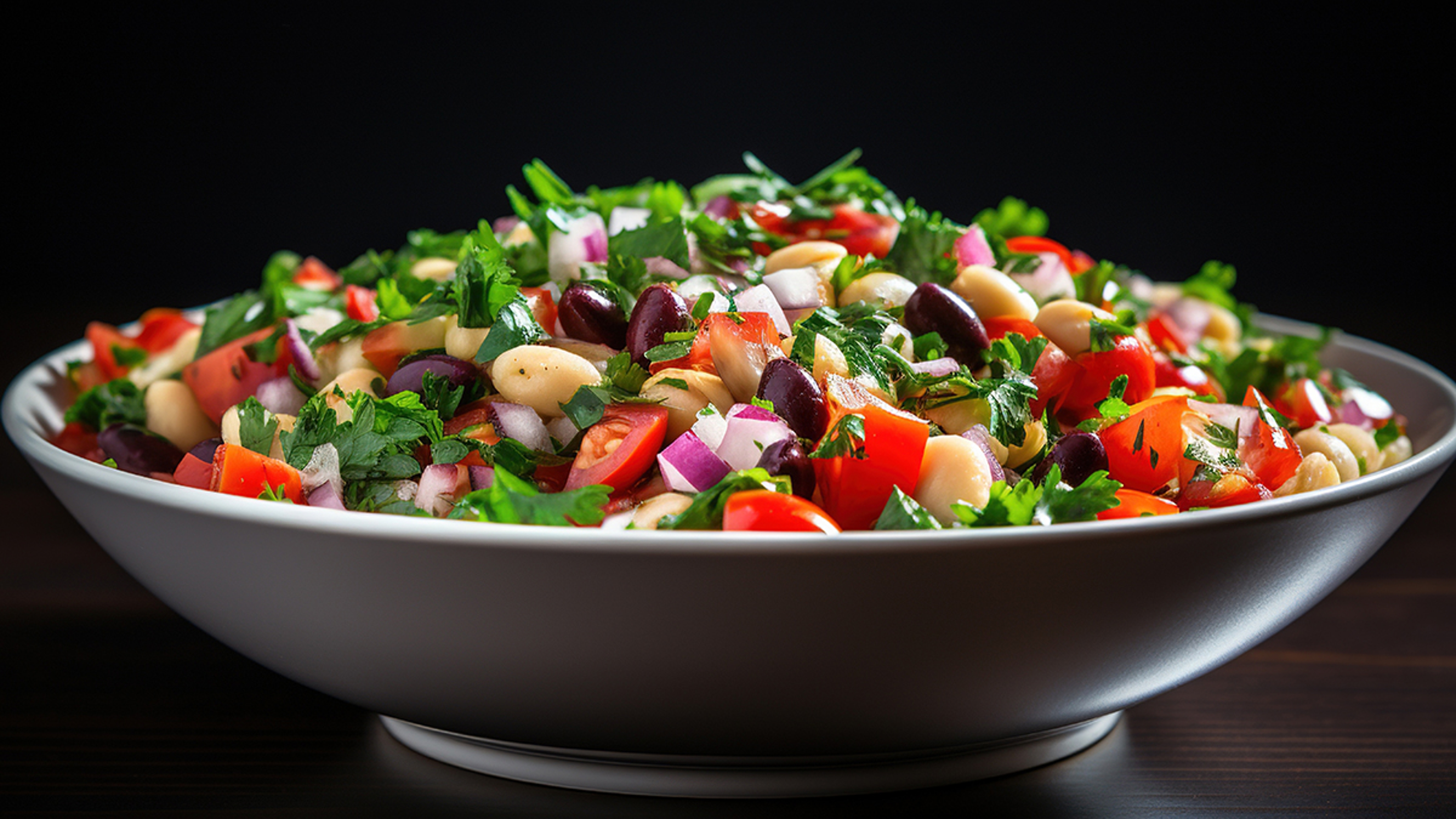 Healthy Mediterranean White Bean Salad Isolated on a Transparent Background