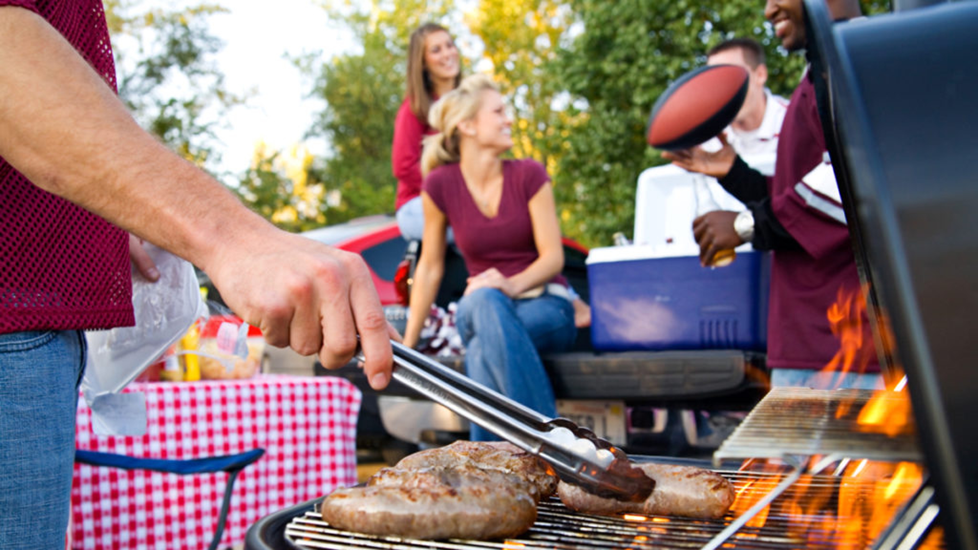 Group having a tailgate party.