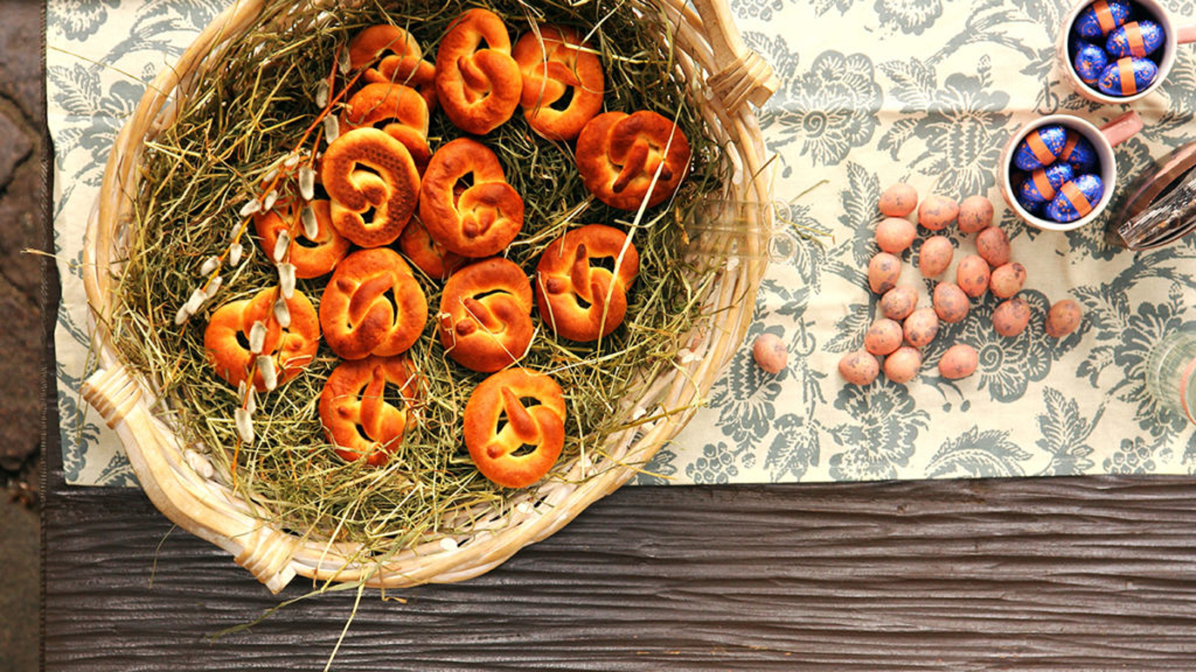 History of pretzels with a basket of small pretzels